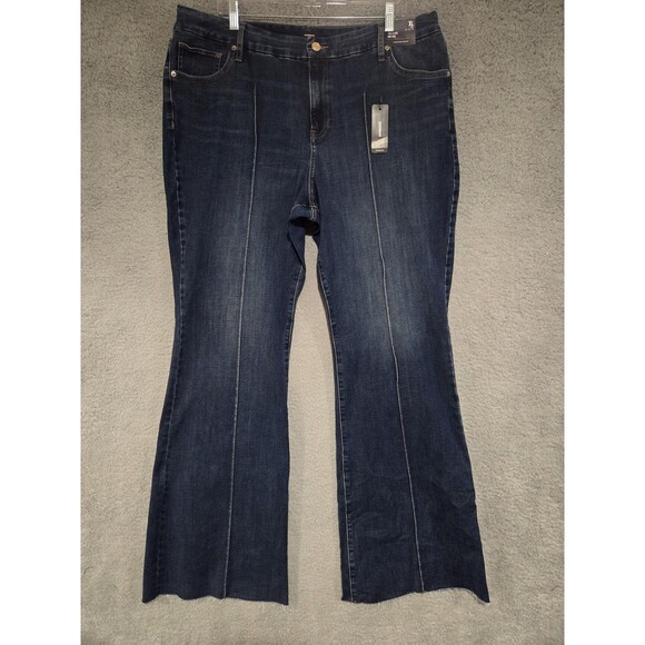 Express Jeans Womens XL 18/20/22 L Blue 70s Flare Mid Rise Flex Hyper Stretch - Picture 3 of 11